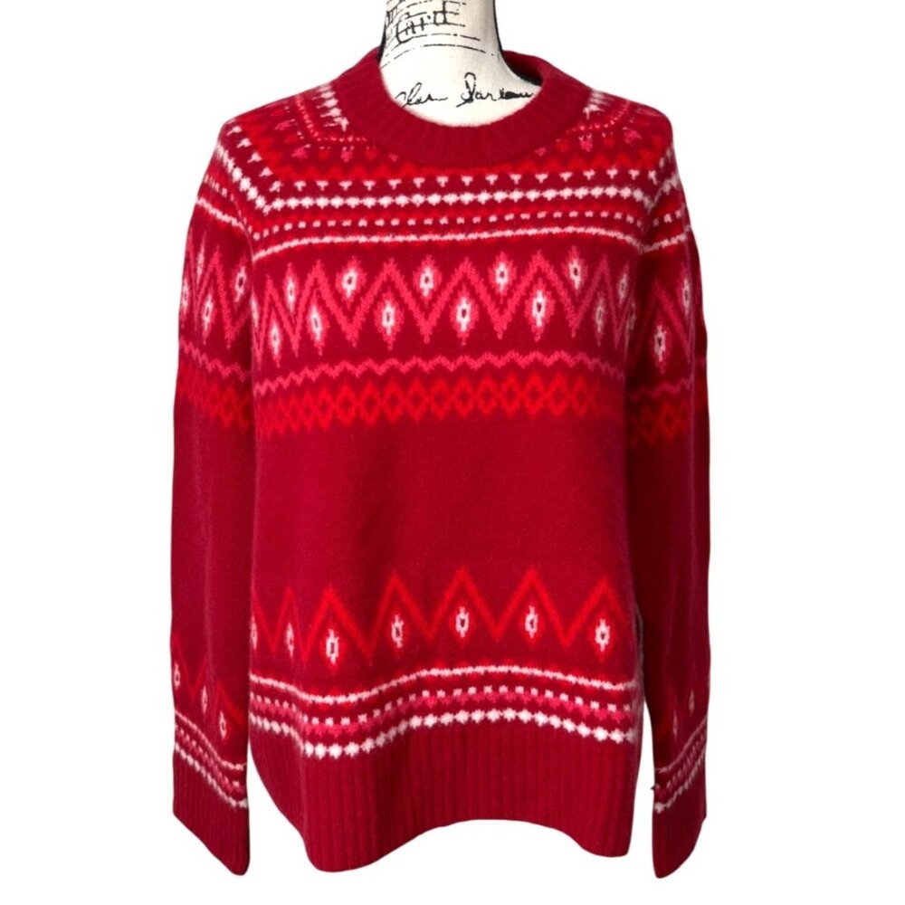 Vineyard Vines Womens Size XL Sweater Fair Isle Nordic Cashmere Blend Red